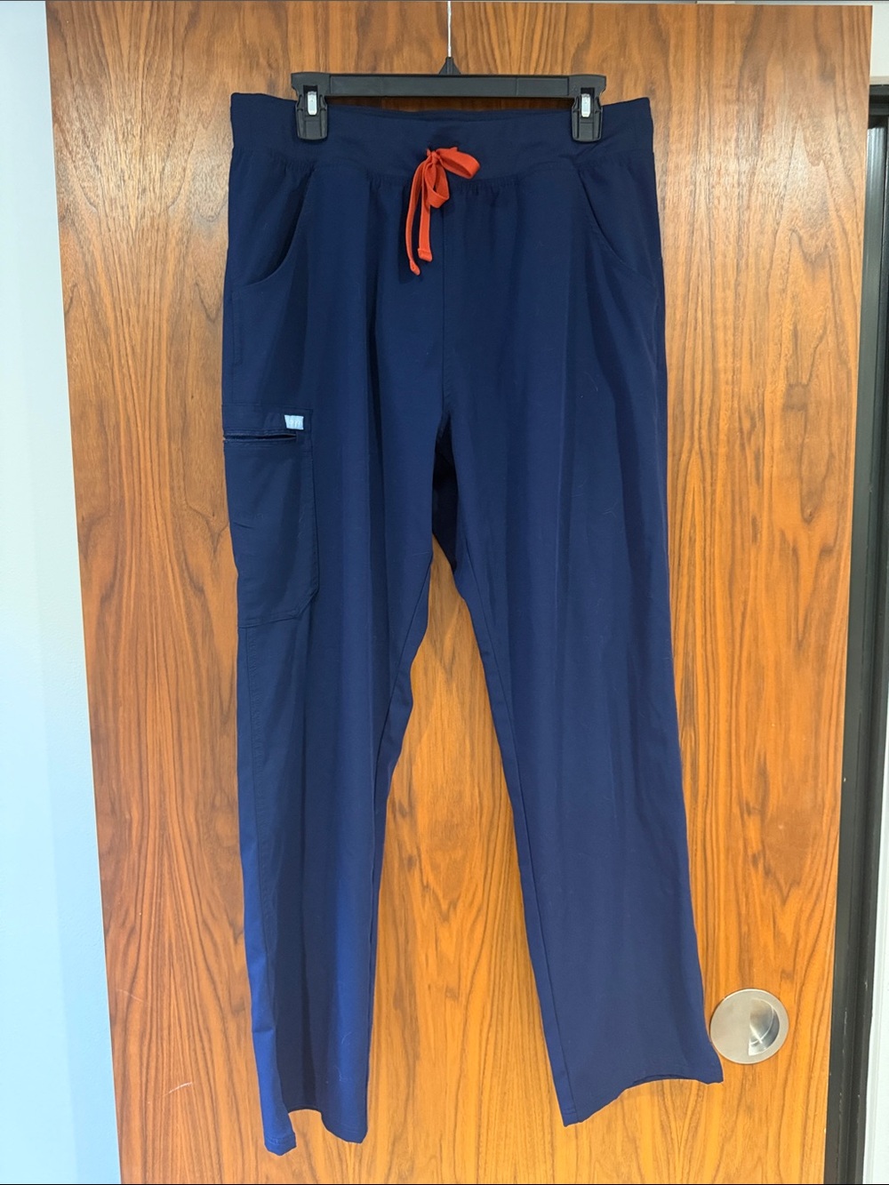 Women’s Navy Scrub Pants with Contrast Orange Drawstring